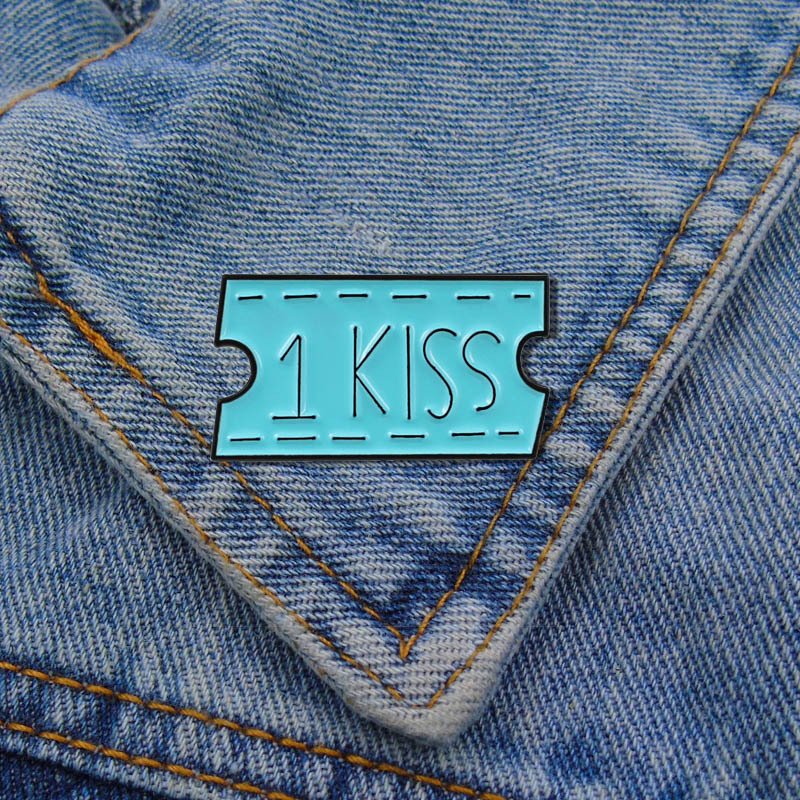 Cartoon Ticket I KISS Letter Brooch Accessories Dripping Brooch
