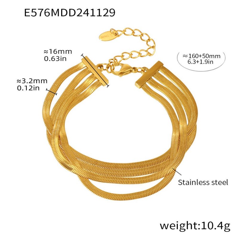 Exaggerated Multi-Layer Stacked Titanium Steel Fade-Resistant Bracelet For Women