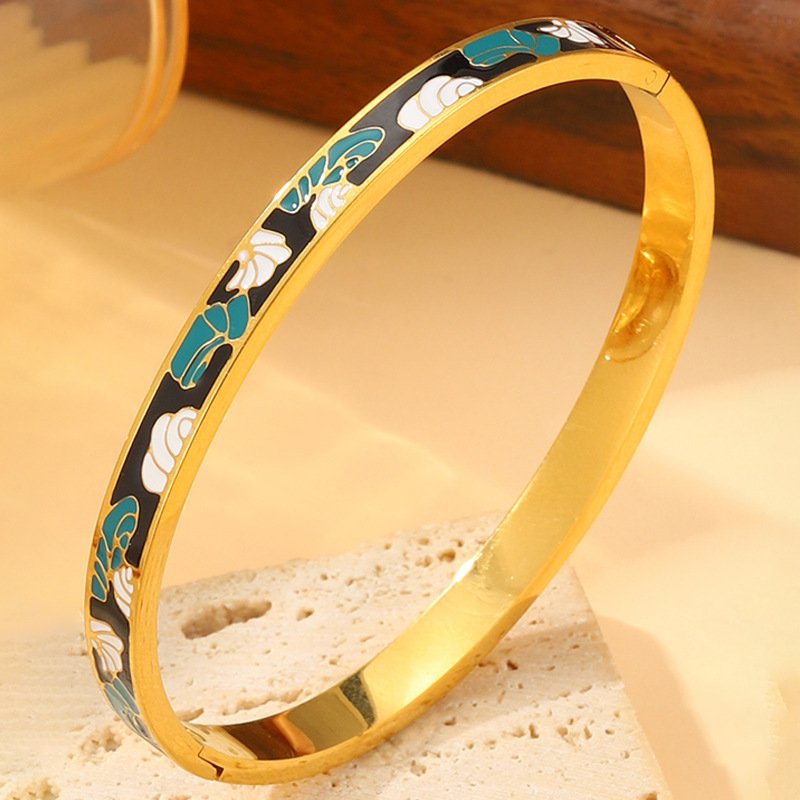 Retro Oil-Drip Titanium Steel Bracelet For Women