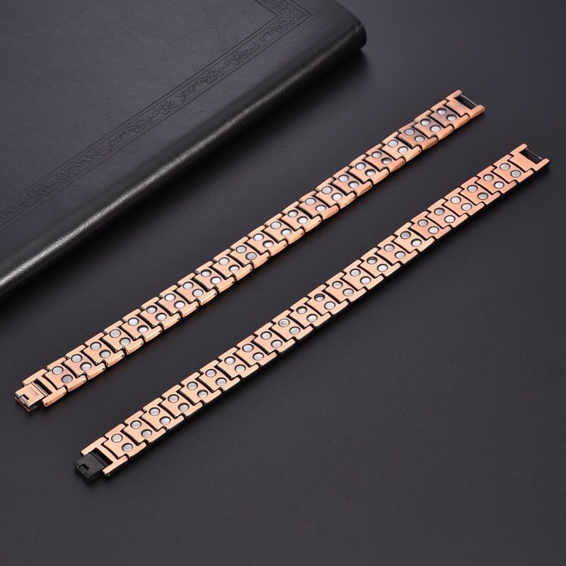 Retro-style Fashionable Solid Red Copper Tortoise-shell Pattern Fully Magnetic Negative Ion Energy Bracelet