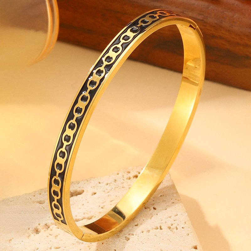 Retro Oil-Drip Titanium Steel Bracelet For Women