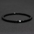 Men's Black Obsidian Cross Volcanic Stone Bracelet