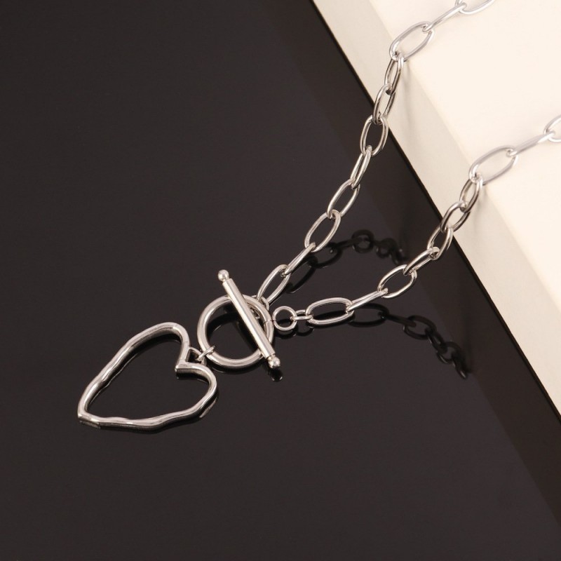 Stainless Steel Heart Necklace Womens Heart-shaped