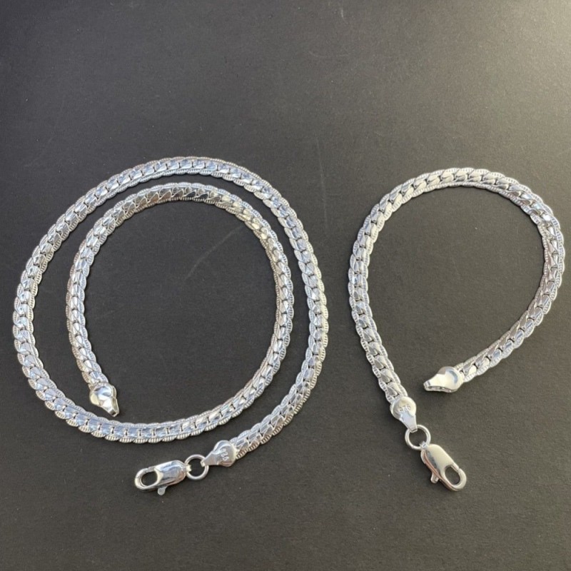 Silver-plated Fully Side-profile Chain Bracelet Jewelrystylish And On-trend