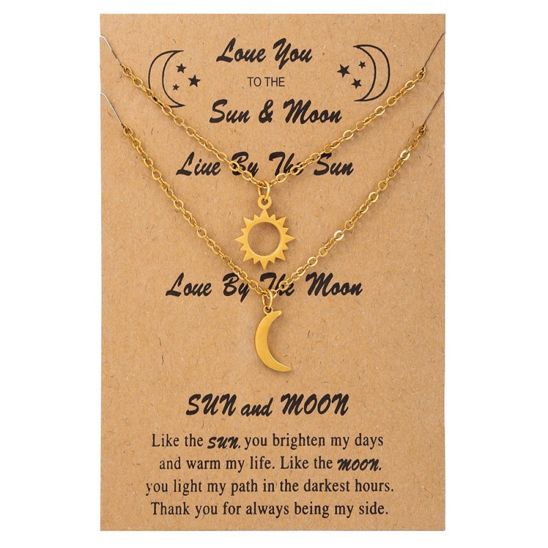Creative Stainless Steel Star And Moon Pendant Necklace Set